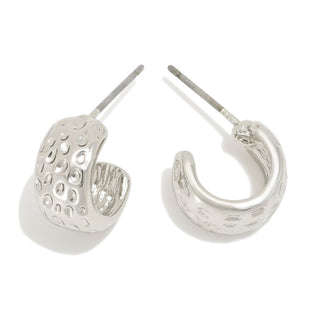 textured metal hoop earrings