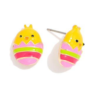 enamel chick in easter egg drop earrings