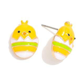 enamel chick in easter egg drop earrings