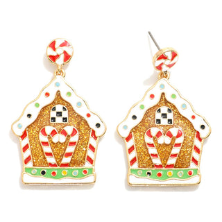 gingerbread house w/ glitter details earrings