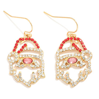 rhinestone studded santa claus drop earrings