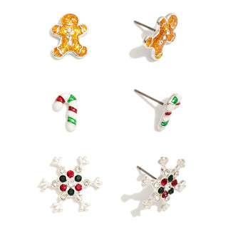 christmas stud earring glitter collection - assorted