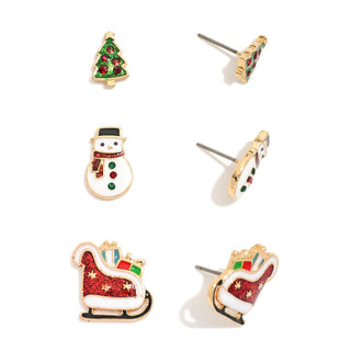 christmas stud earring glitter collection - assorted