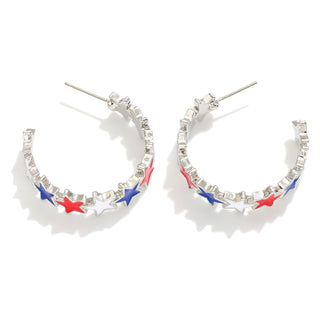 enamel stars hoop earrings
