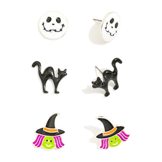 enamel halloween drop earrings - assorted
