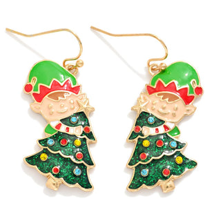 elf & tree enamel drop earrings