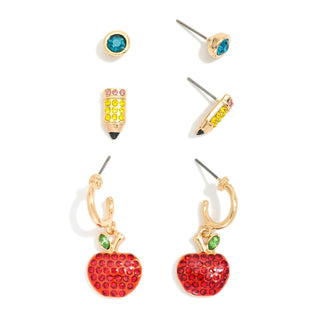 rhinestone back-to-school earrings - assorted