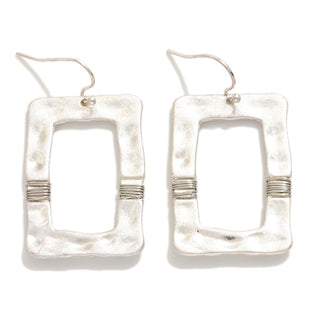 hammered metal rectangle drop earrings- assorted