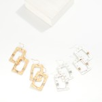 hammered metal rectangle drop earrings- assorted