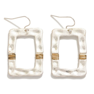hammered metal rectangle drop earrings- assorted