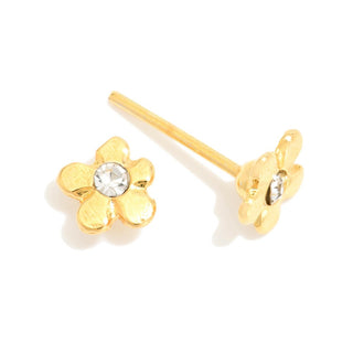 gold tone flower stud earrings