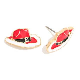 santa cowboy hat stud earrings
