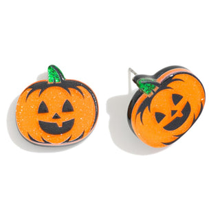 glitter jack-o-lantern stud earrings