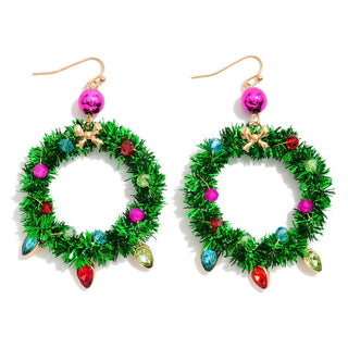 tinsel wreath earrings