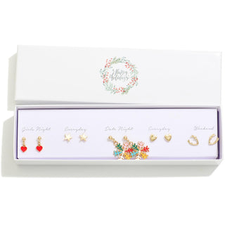 Merry Mix Earring Set — 5 Christmas Studs & Drops in Gift Box
