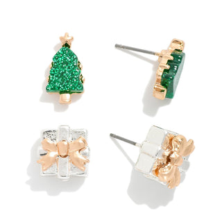 christmas stud earrings - assorted