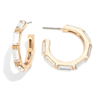 glass crystal hoop drop earrings - assorted