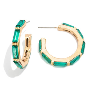 glass crystal hoop drop earrings - assorted
