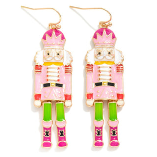 enamel nutcracker drop earrings - assorted