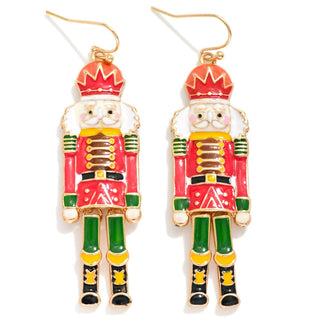 enamel nutcracker drop earrings - assorted