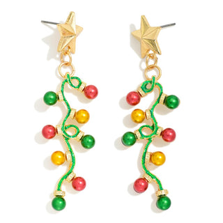 beaded holiday light post drop earrings - assorted