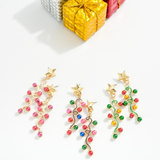 beaded holiday light post drop earrings - assorted