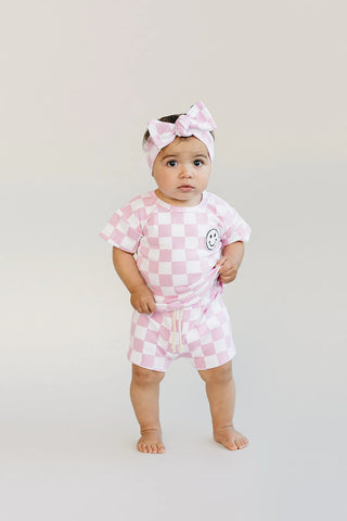 checkered shorts set - pink