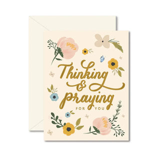 thinking & praying for you sympathy greeting card
