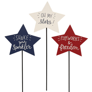 patriotic star plant stakes - assorted
