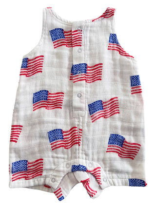 muslin shortie romper - american flag