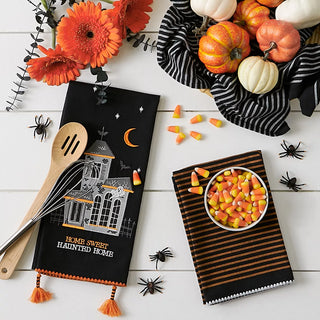 home sweet haunted home dish towel