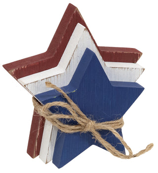 3 set, wooden red, white, blue star bundle
