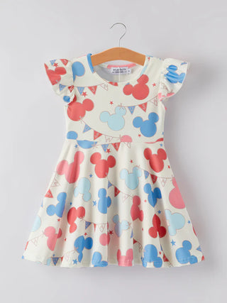 4th of july cartoon flag print dress