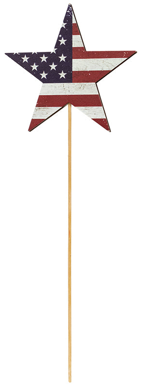 antiqued wooden USA flag star pick