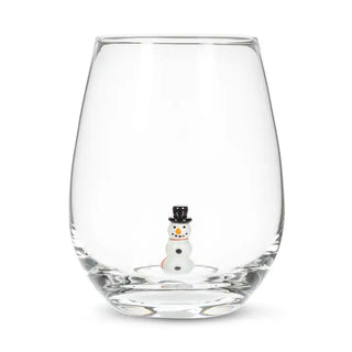 snowman icon stemless wine glass