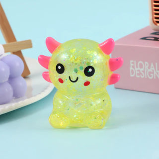 cartoon sequin axolotl stress squeeze toy - assorted