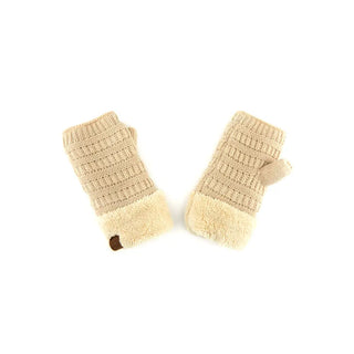 fingerless sherpa lined gloves - assorted
