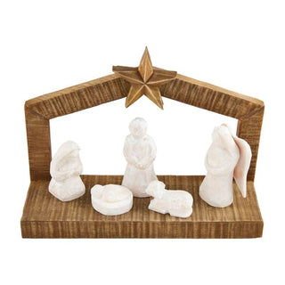white christmas wood nativity