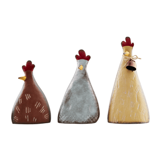 tin chicken decorative sitters - assorted