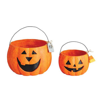 mache pumpkin treat buckets