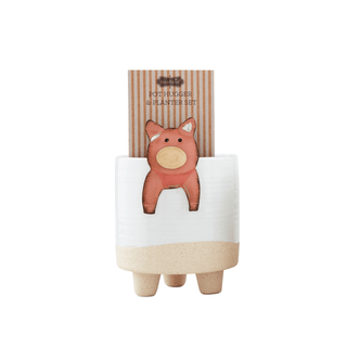 farm animal pot hugger & planter set - assorted