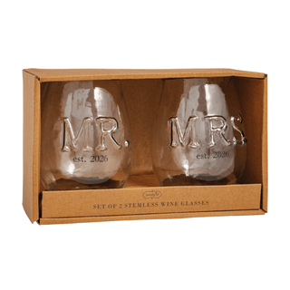 2026 mr & mrs embossed glass set