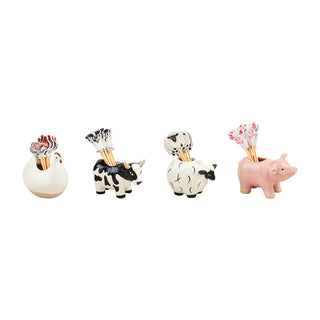 farm animal toothpick caddy sets- assorted