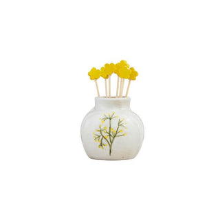 yellow flower toothpick caddy set