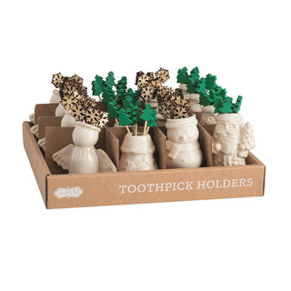 white christmas toothpick holders - assorted