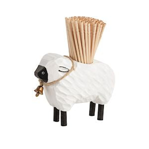 farm animal wood toothpick holders - assorted