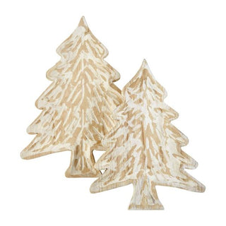 rustic wood christmas tree tray - assorted