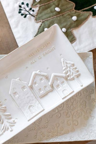 white christmas tray platters -assorted