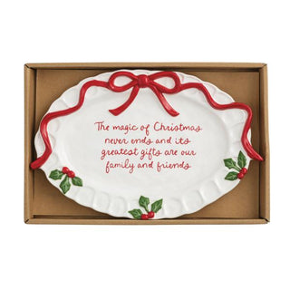 christmas bow sentiment plate