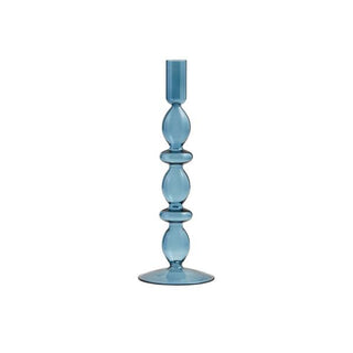 blue glass taper holder